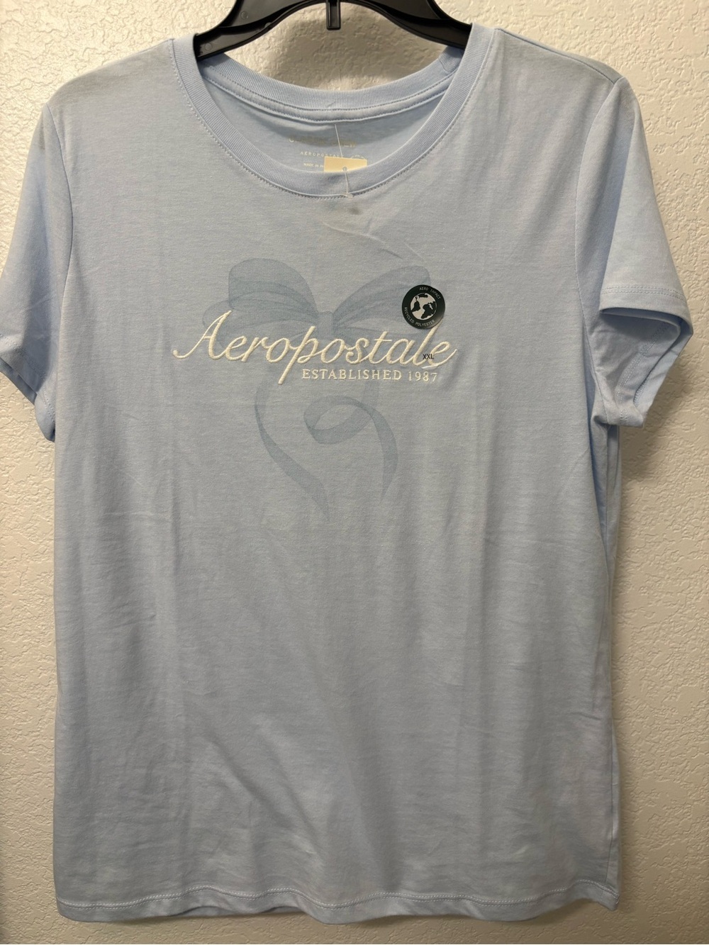 Aeropostale Women Light Blue Logo Tee